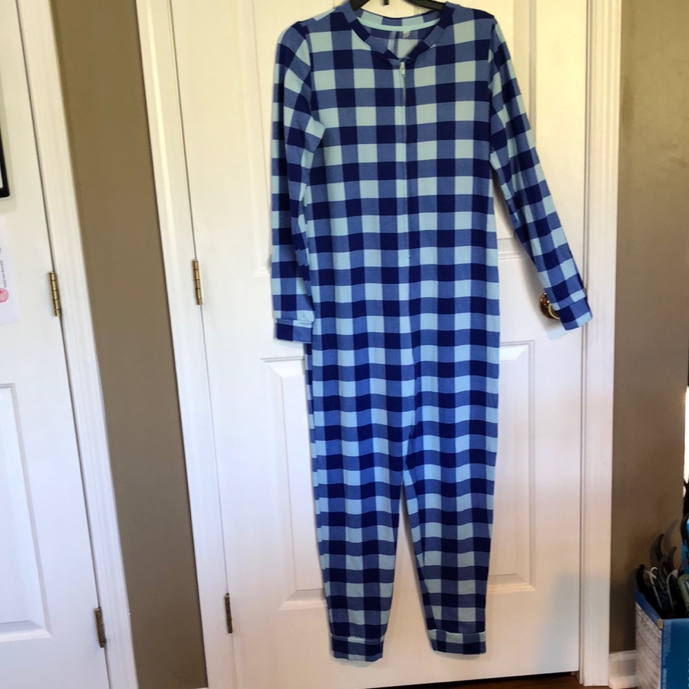 SO intimates one piece PJ checkered with half zip